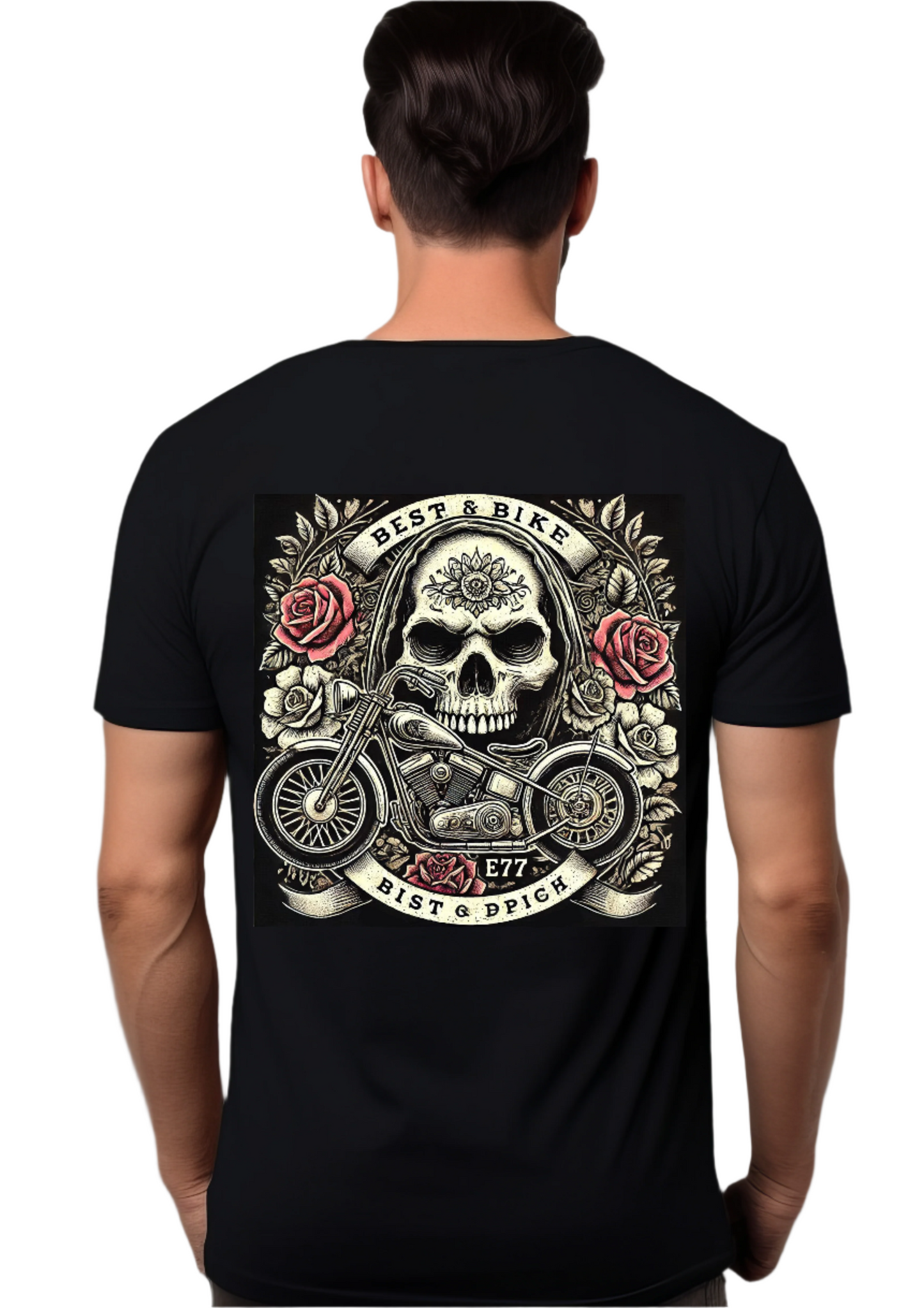 BASIC T-SHIRT : Featuring a skull with the bike print