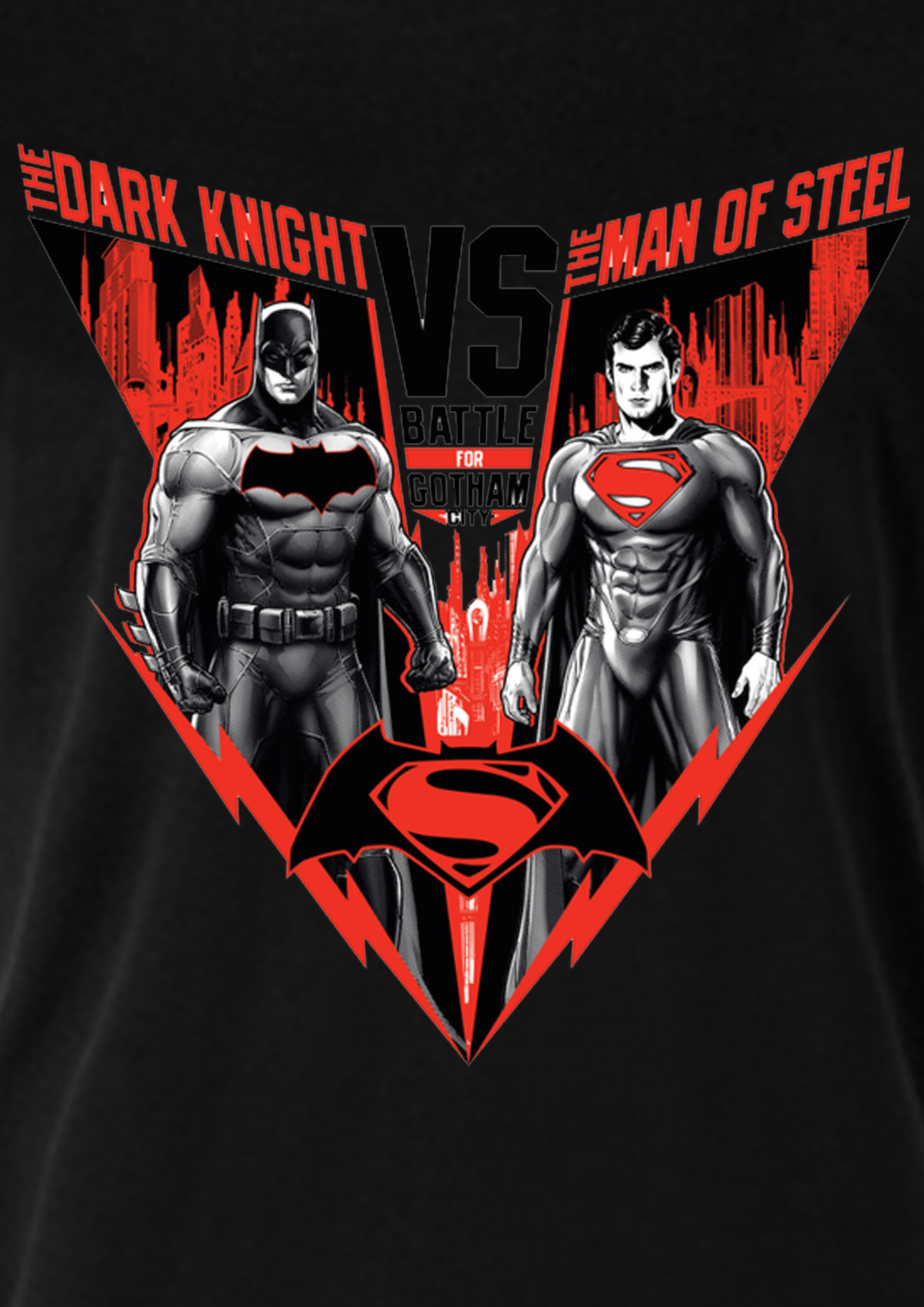BLACK BASIC T-SHIRT - The Dark Knight versus Man of Steel