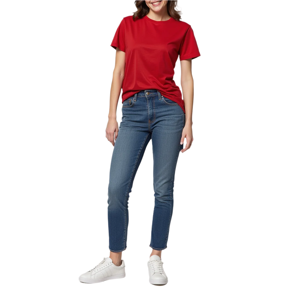 WOMEN'S WEAR RED T-SHIRT : Plain