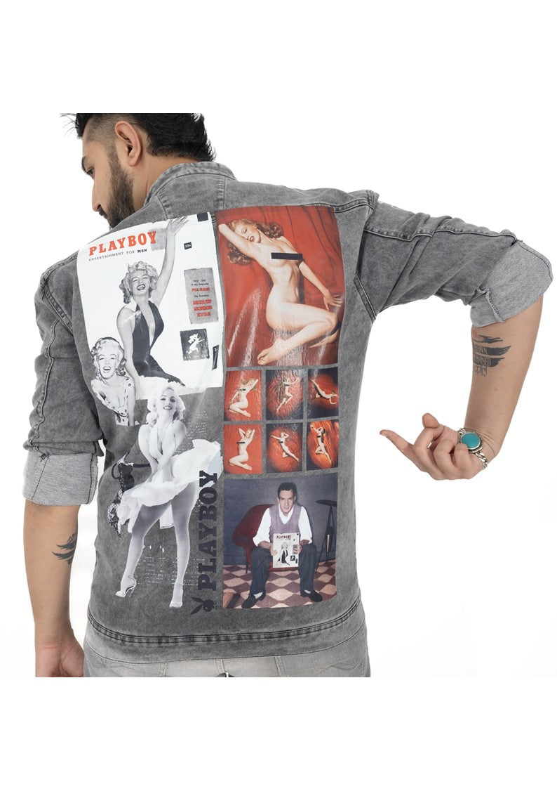 BLACKISH GREY DENIM JACKET Playboy 1st Ever Edition