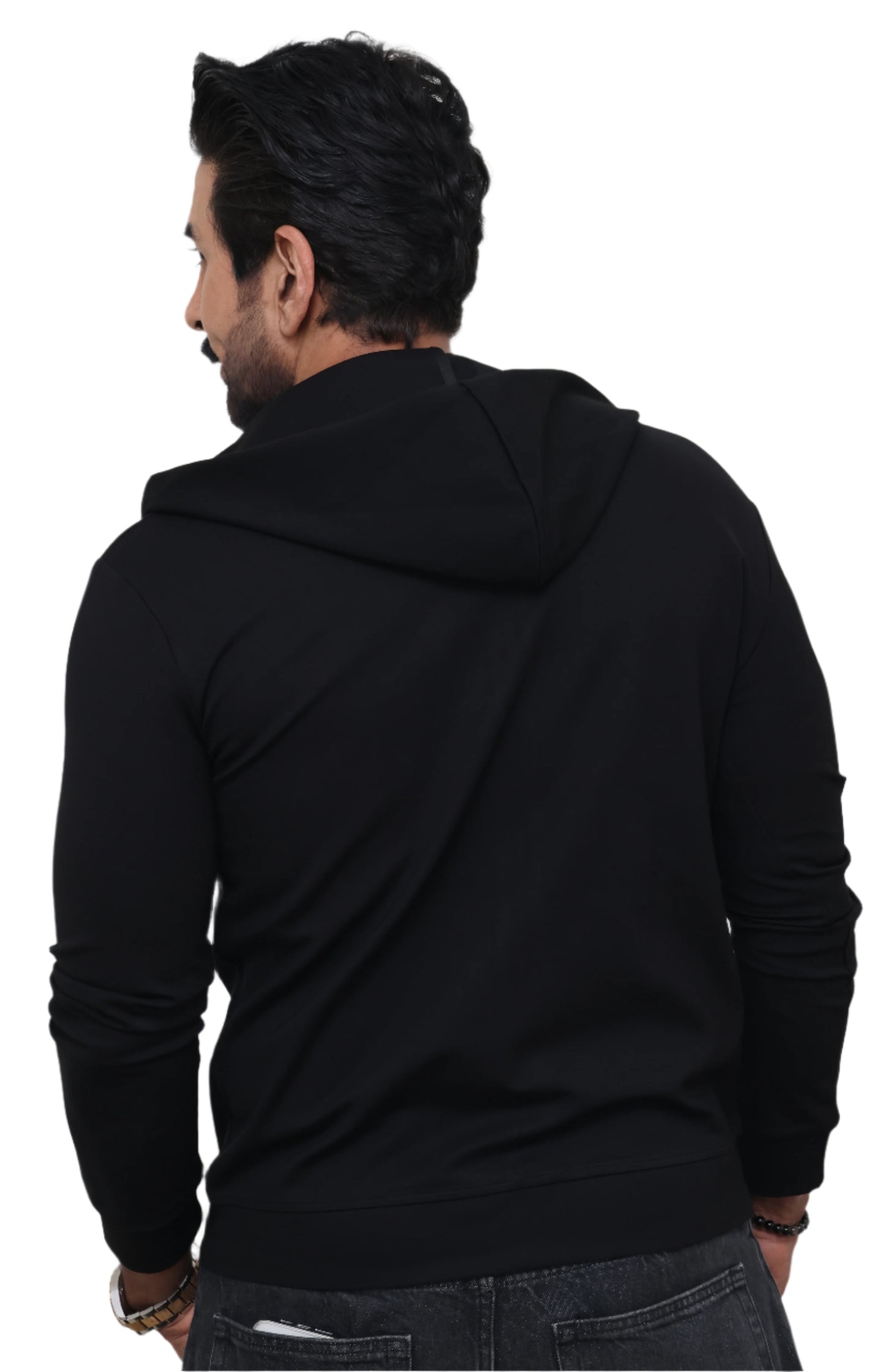 BLACK COMFY COTTON JACKET : GOLD CHAINS