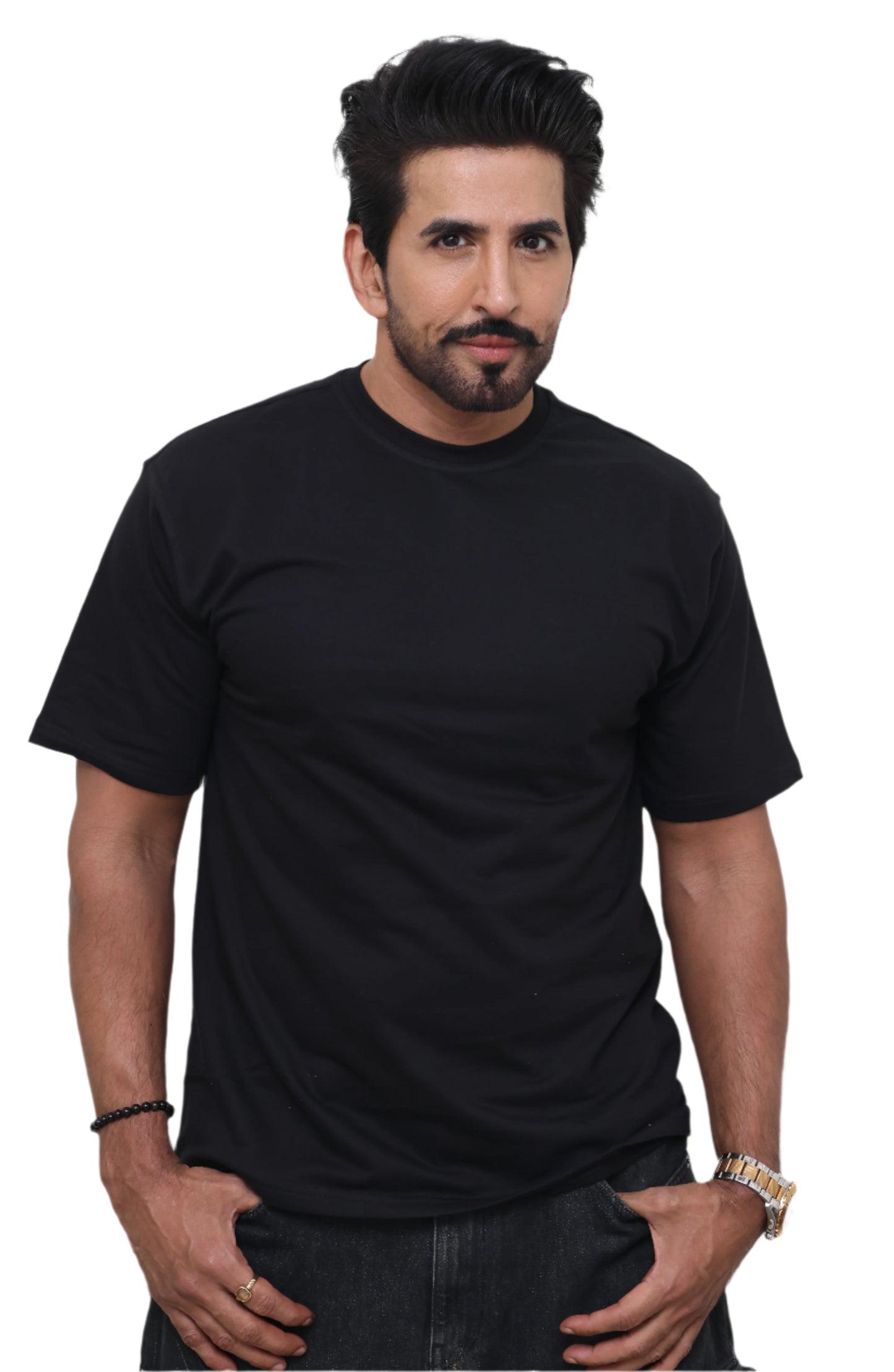 BLACK FRENCH TERRY TSHIRT : Curley Beauty