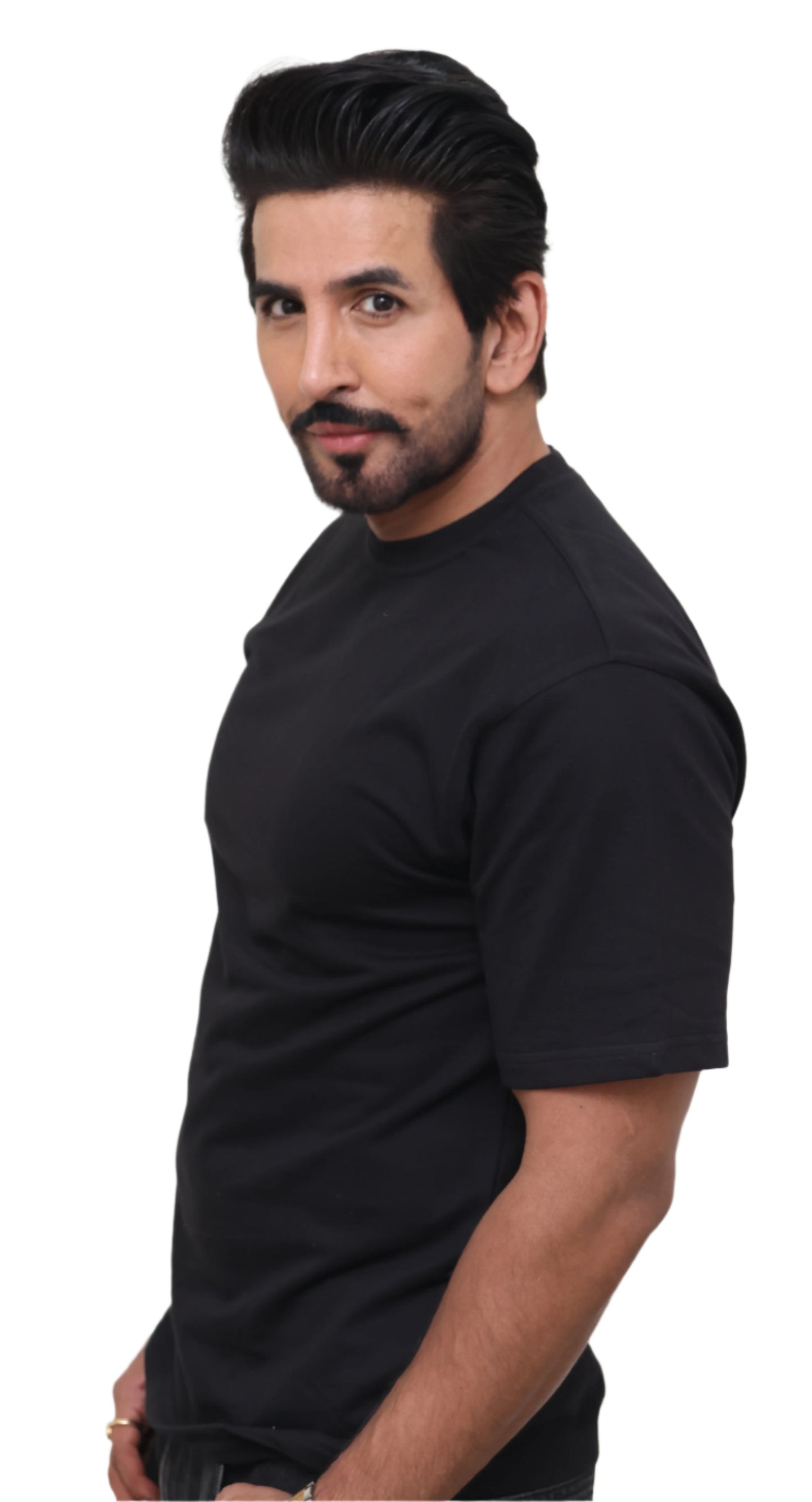 BLACK FRENCH TERRY TSHIRT : Curley Beauty