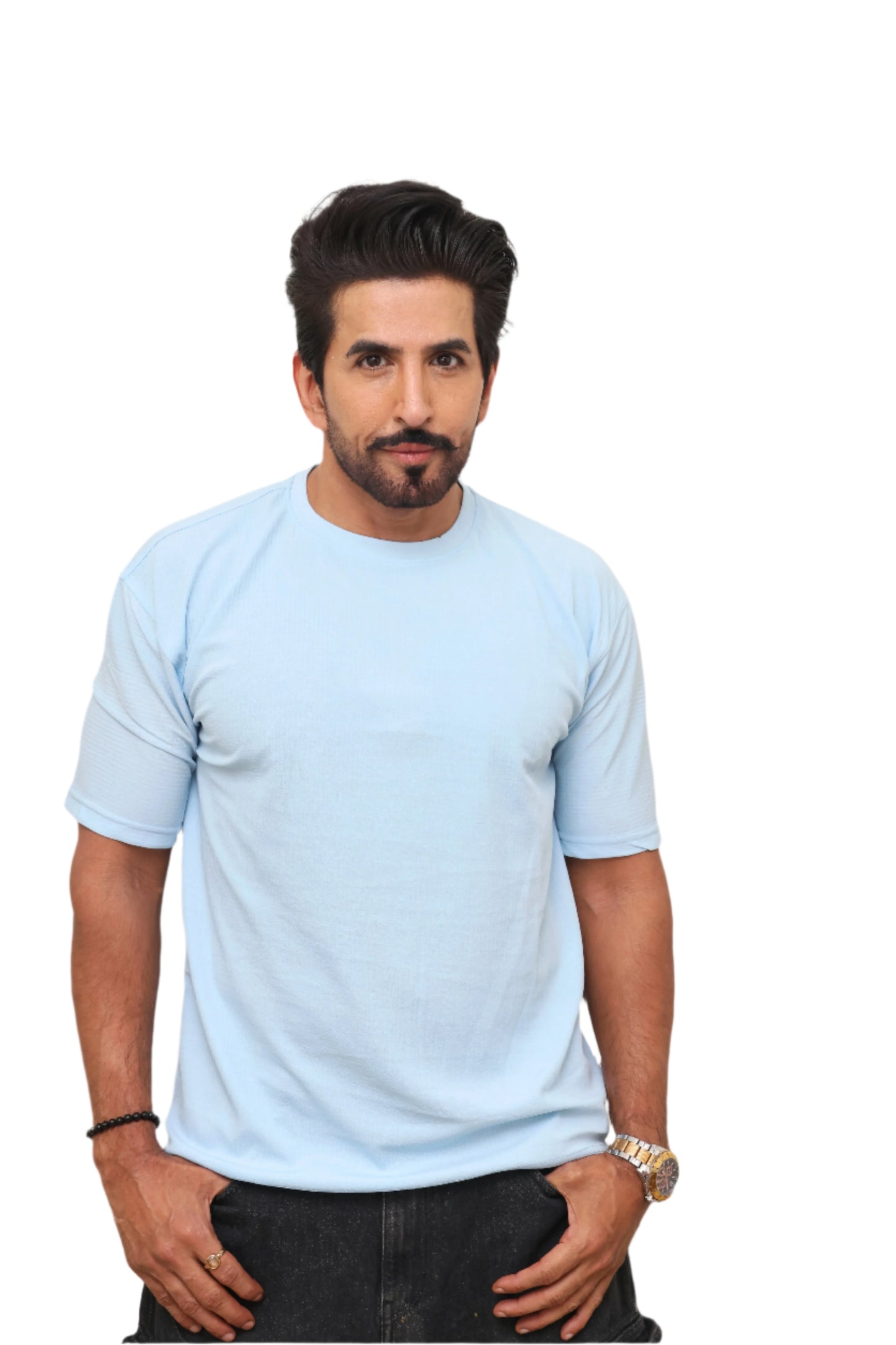 AQUA BLUE T-SHIRT: Fantastic Four with Glactus Print
