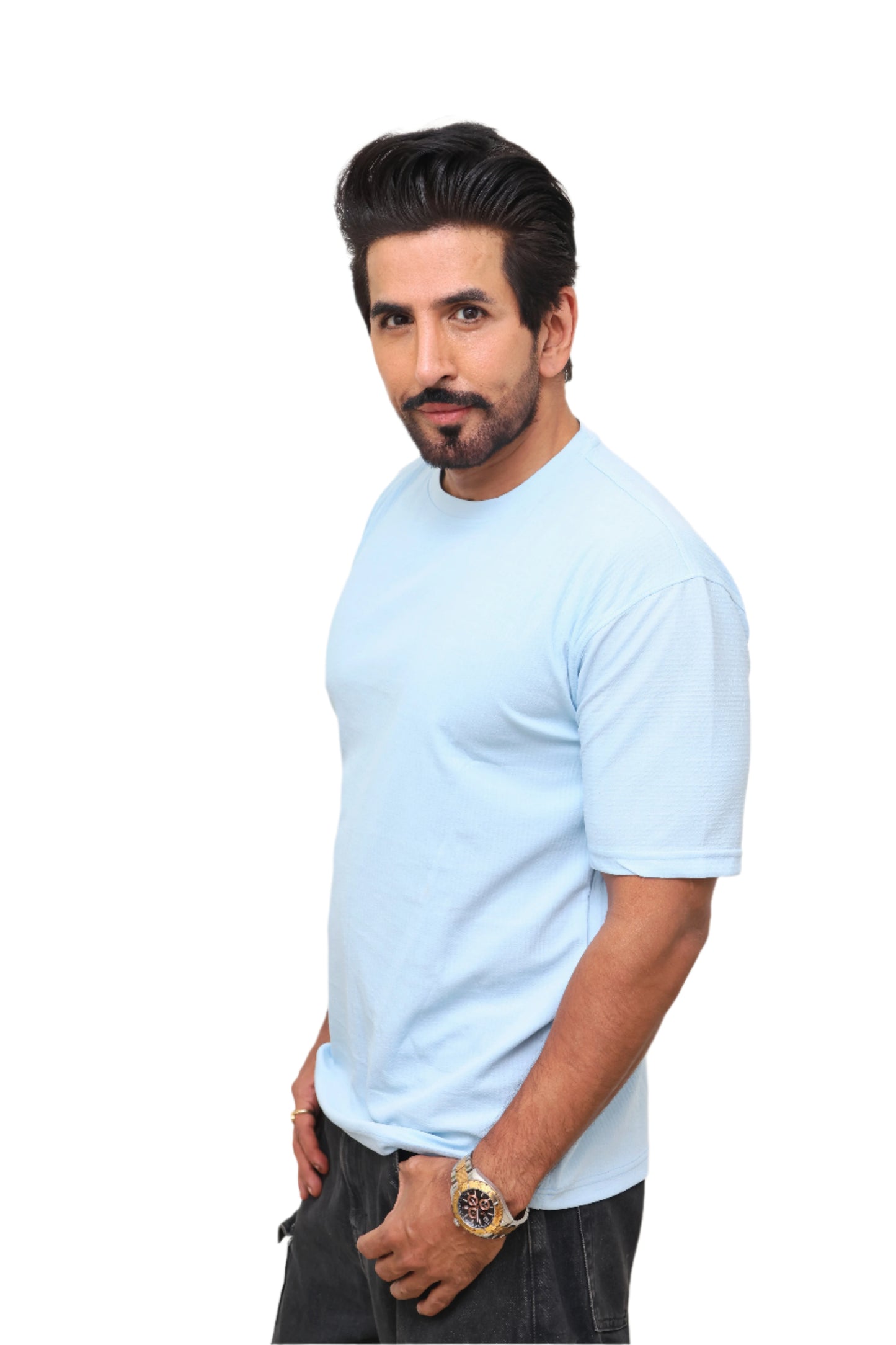 AQUA BLUE T-SHIRT: Fantastic Four with Glactus Print