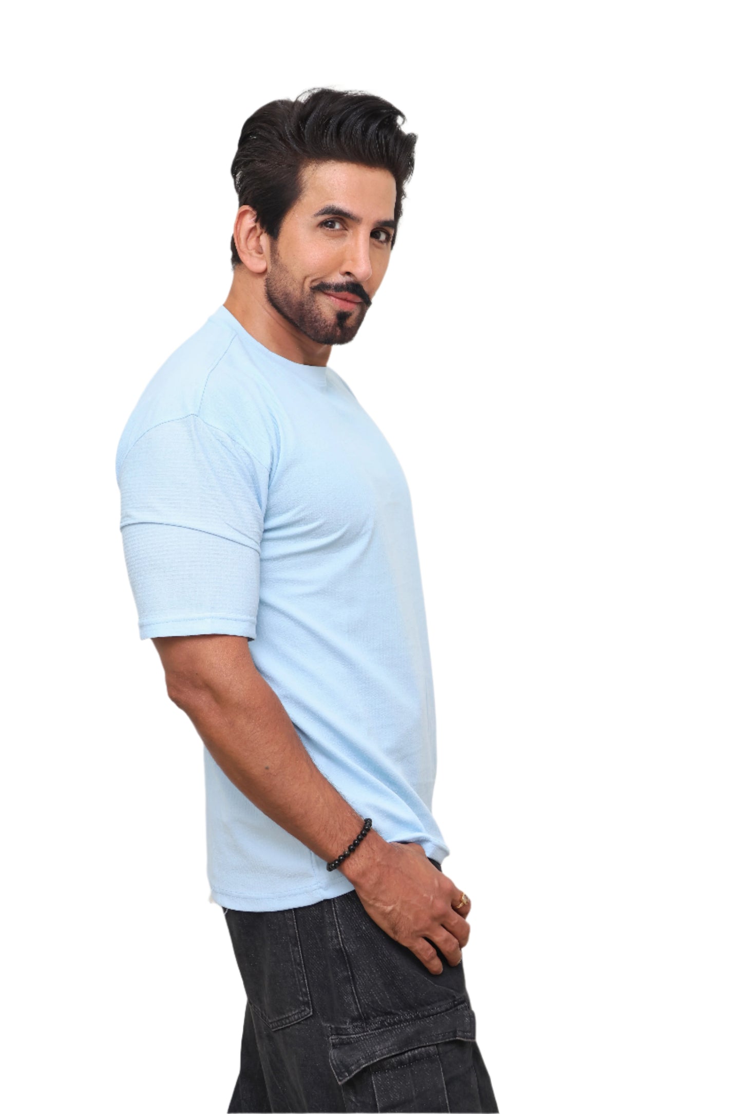 AQUA BLUE T-SHIRT: Fantastic Four with Glactus Print