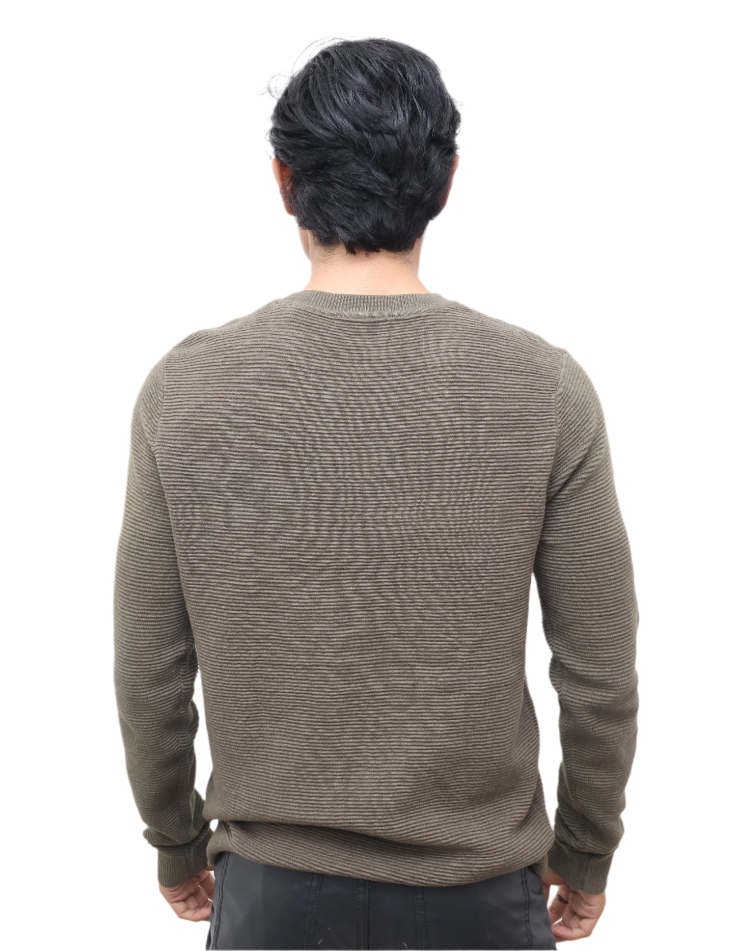 ARMY GREEN COLOR WAFFLE - Texture round neck full sleeves T-Shirt