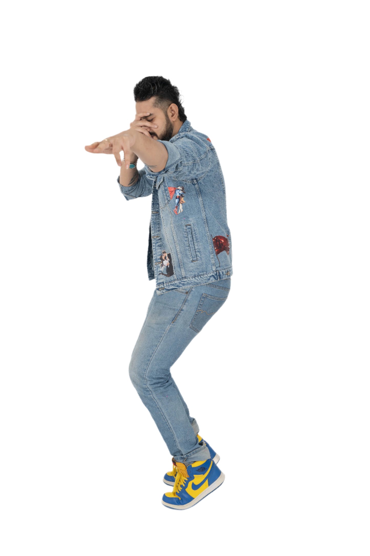 BLUE DENIM JACKET Superman Print