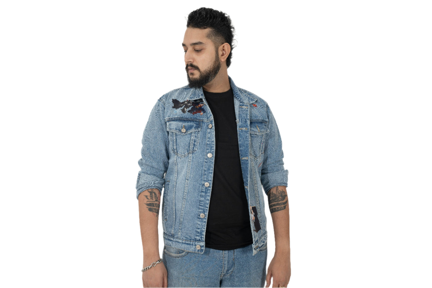 BLUE DENIM JACKET Superman Print