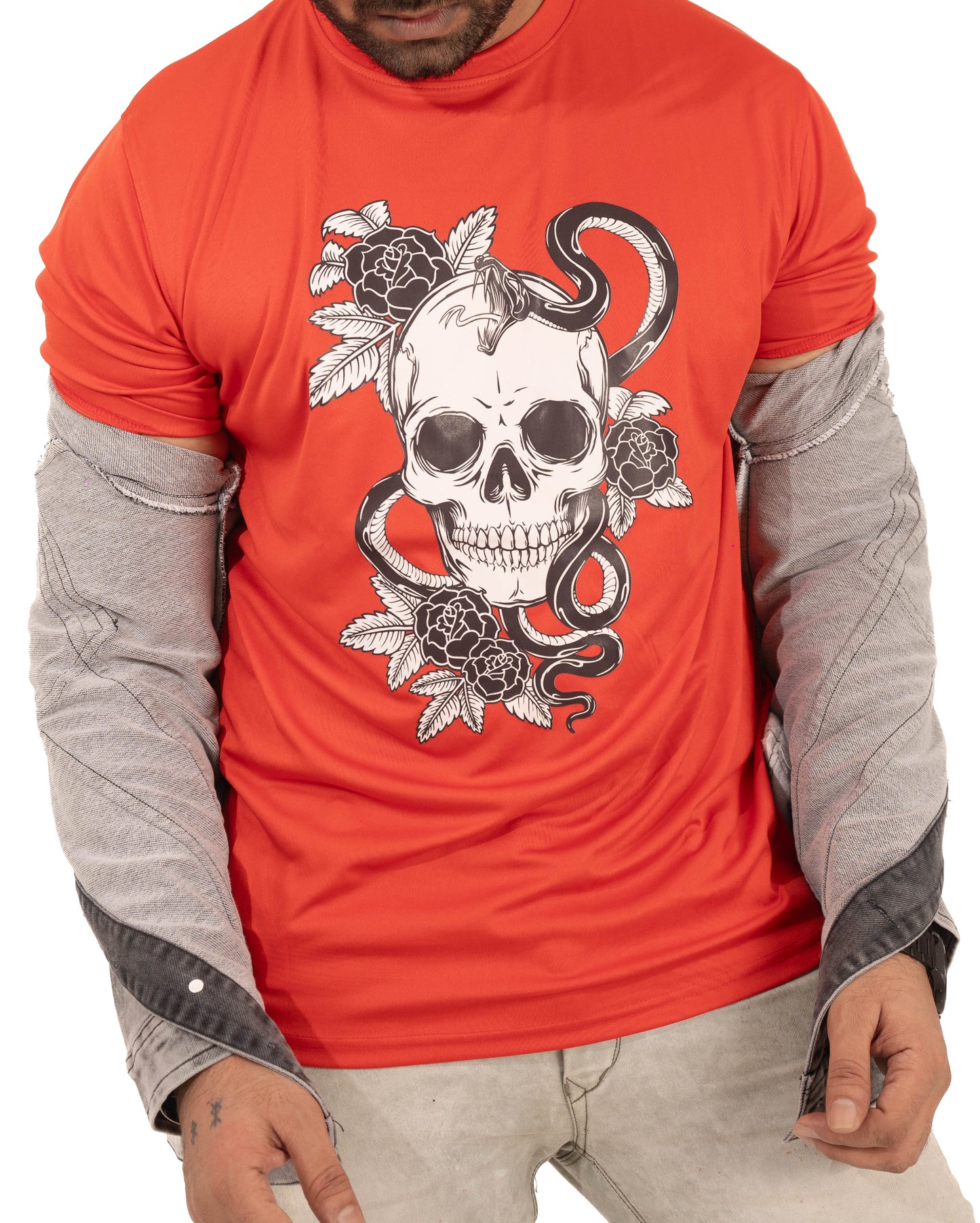 RED T-SHIRT Skull_Rose_Snake