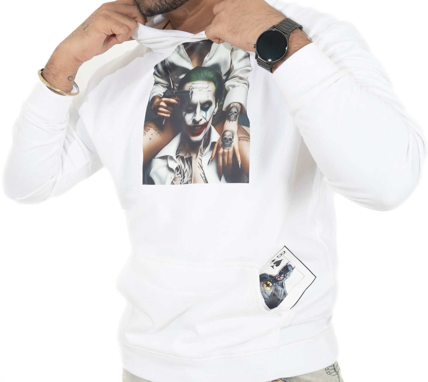 WHITE HOODIE Joker Freakkin Design