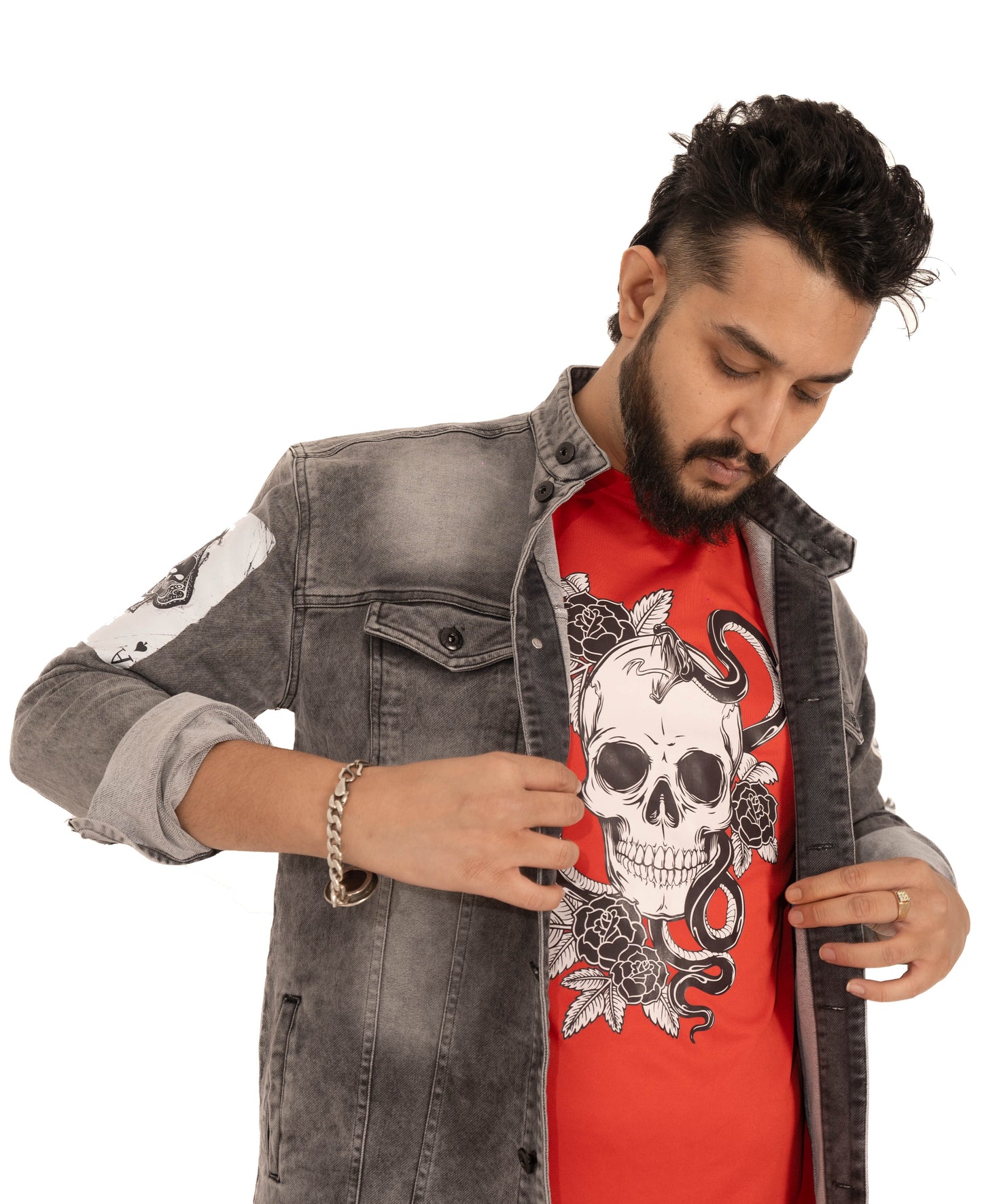 RED T-SHIRT Skull_Rose_Snake