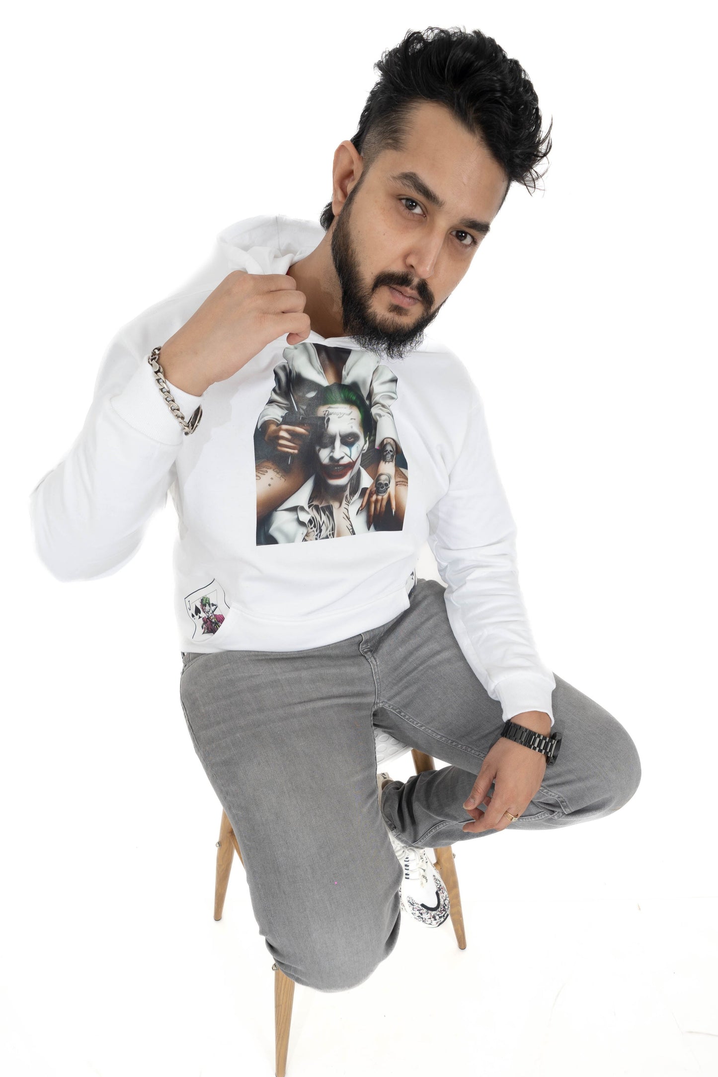 WHITE HOODIE Joker Freakkin Design