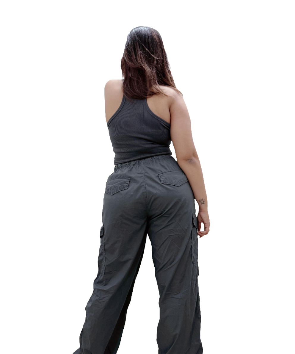Grey Tank Crop Top : Free Size.