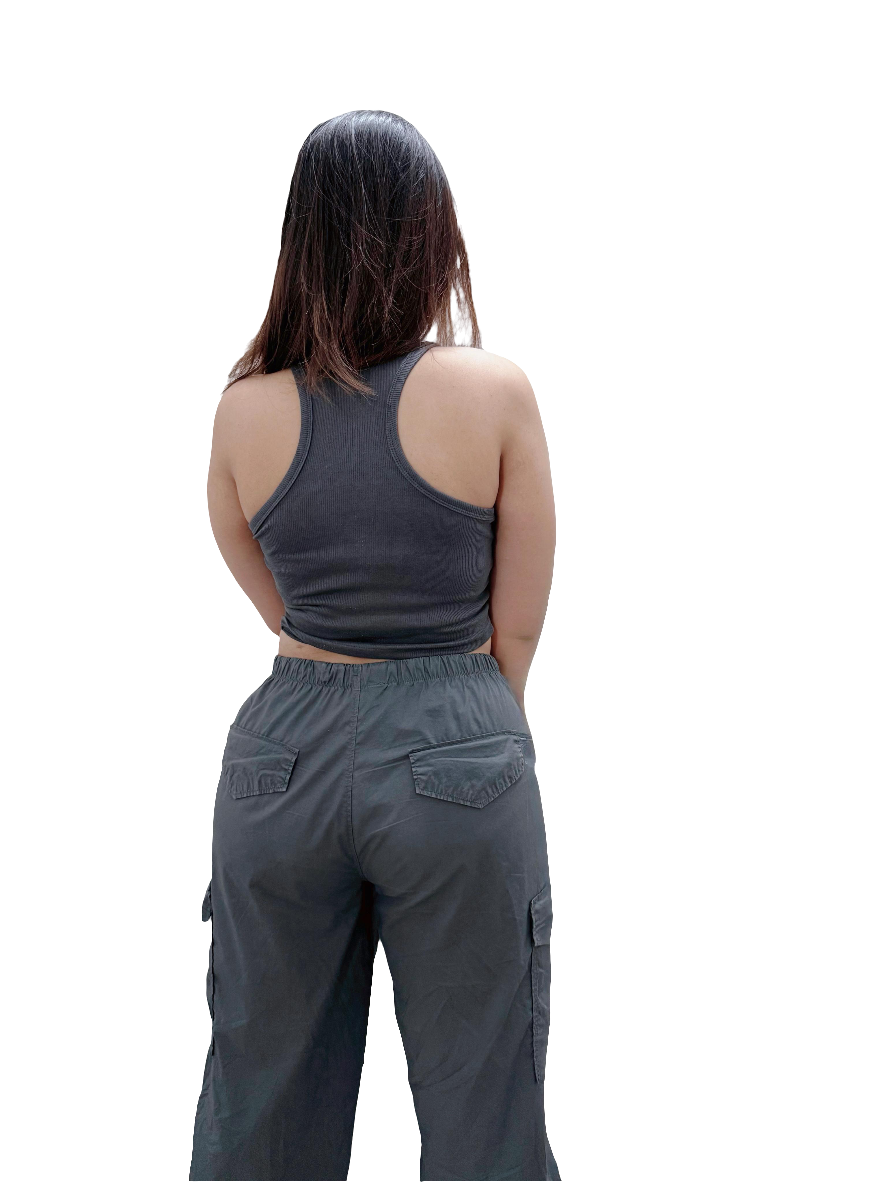 Grey Tank Crop Top : Free Size.