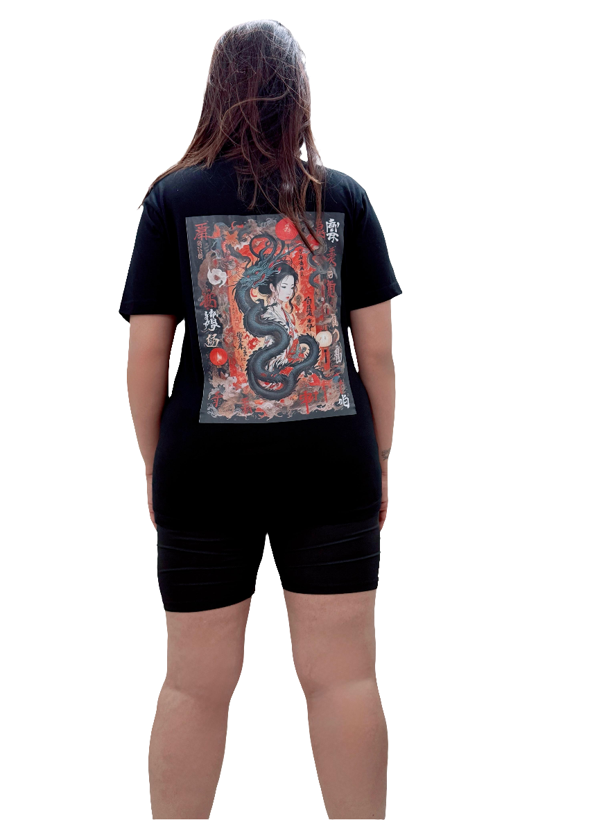 BLACK CASUAL T-SHIRT (UNISEX) : Back Print