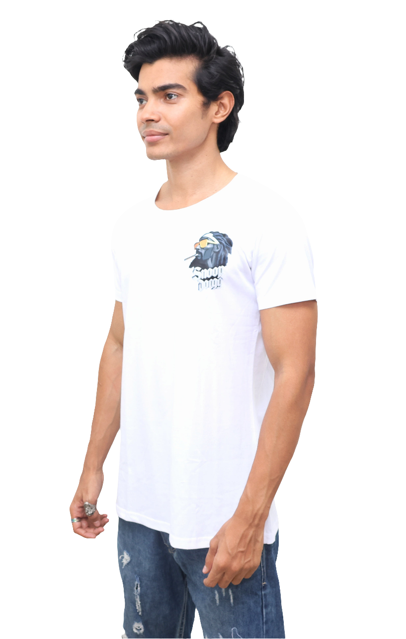 CASUAL WEAR T-SHIRT : White Snoop Dog print