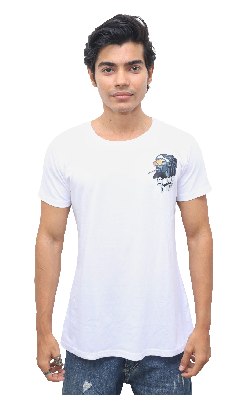 CASUAL WEAR T-SHIRT : White Snoop Dog print
