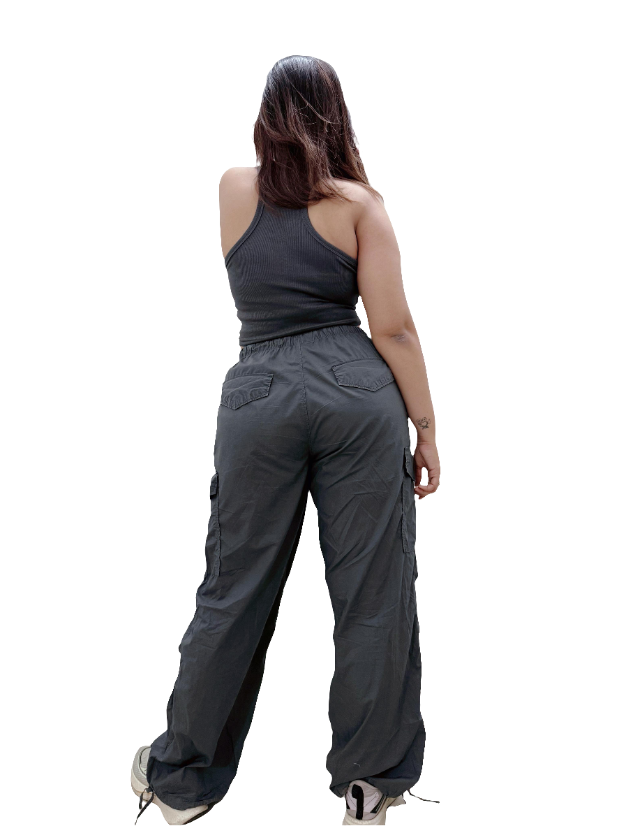 Grey Tank Crop Top : Free Size.