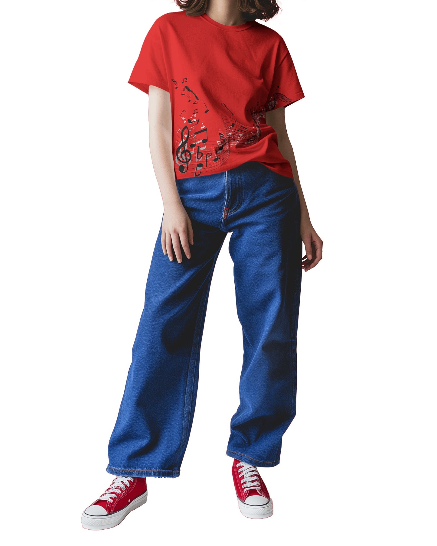 RED WOMEN T-SHIRT For Music Lovers