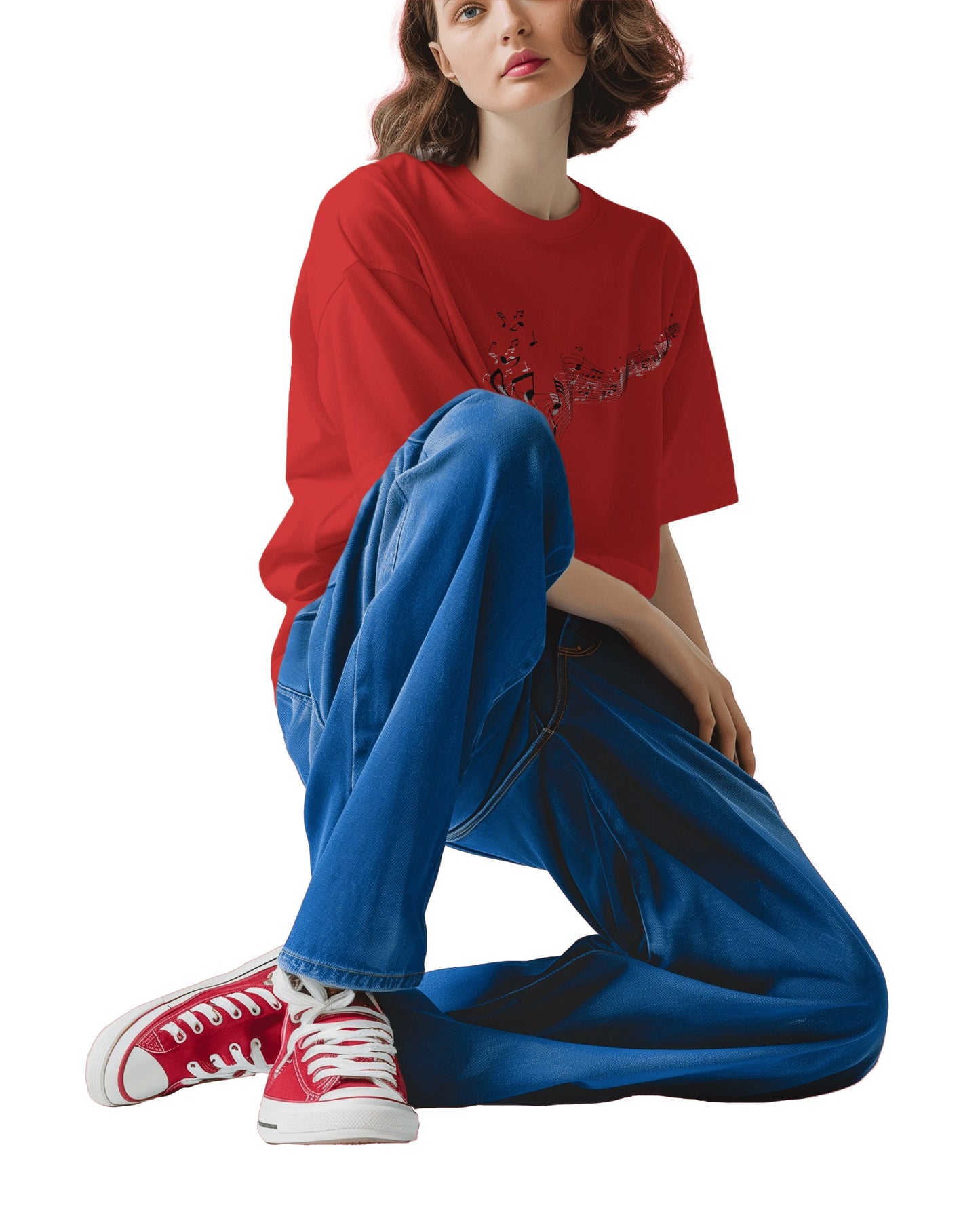 RED WOMEN T-SHIRT For Music Lovers