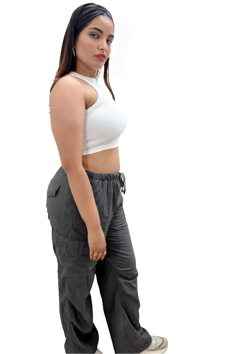 White Tank Crop Top : Free Size.