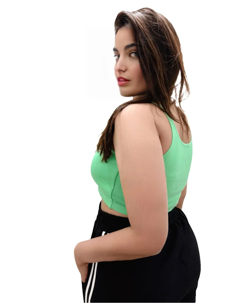 Green Crop Top : Free Size