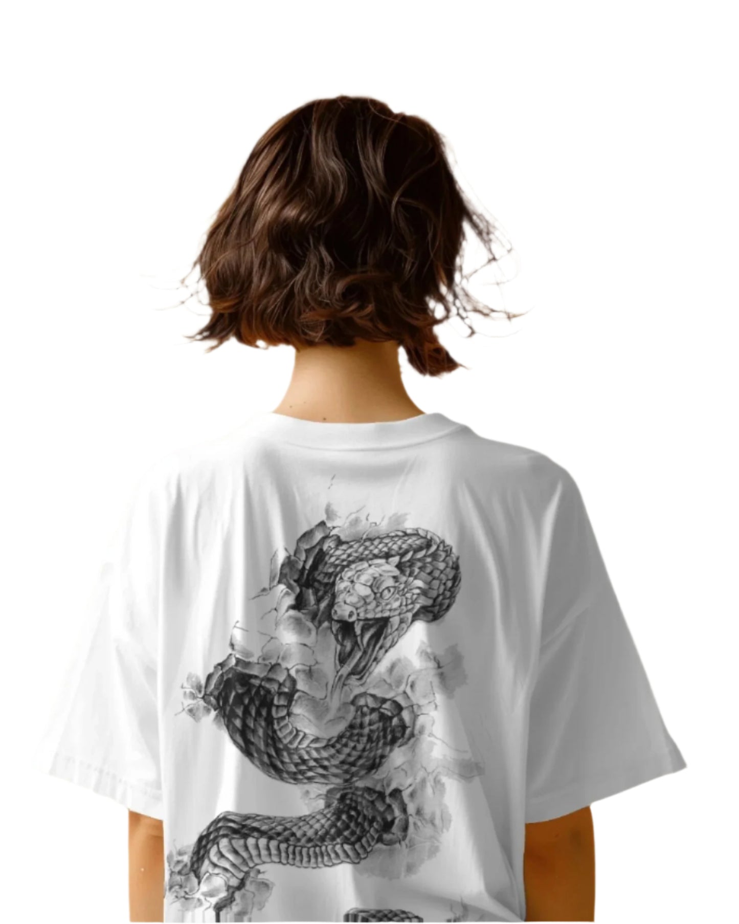 WHITE OVERSIZED T-SHIRT Snake Print