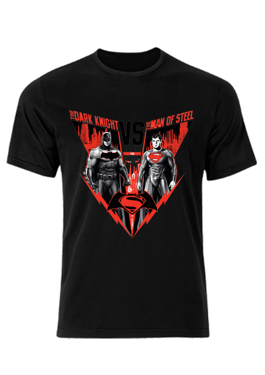 BLACK BASIC T-SHIRT - The Dark Knight versus Man of Steel