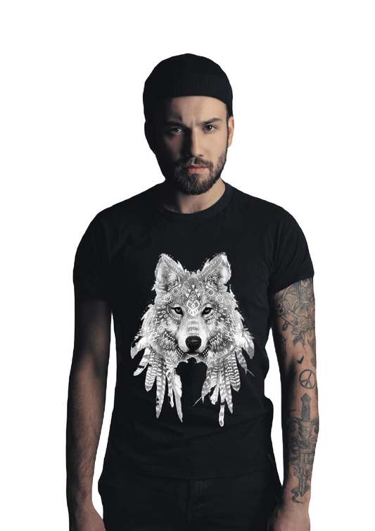BLACK BASIC T-SHIRT - Black & White Sketch