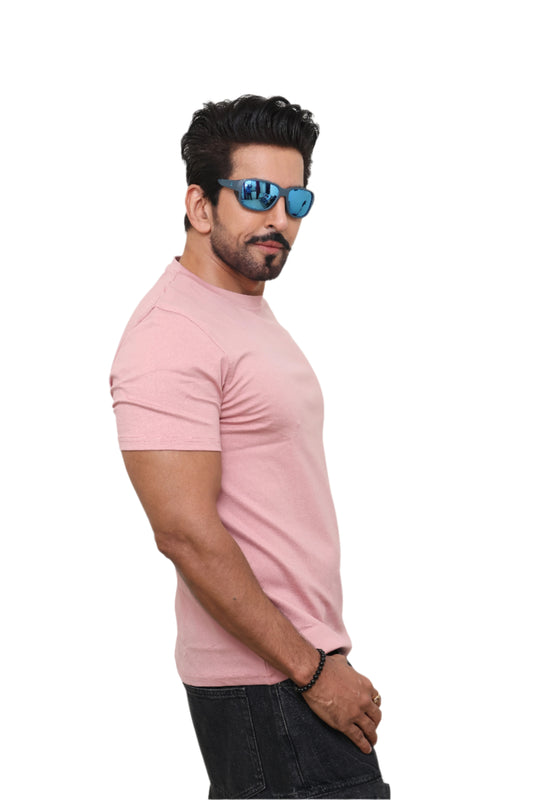 A SOLID Men Peachy-Pink T-Shirt : French Terry