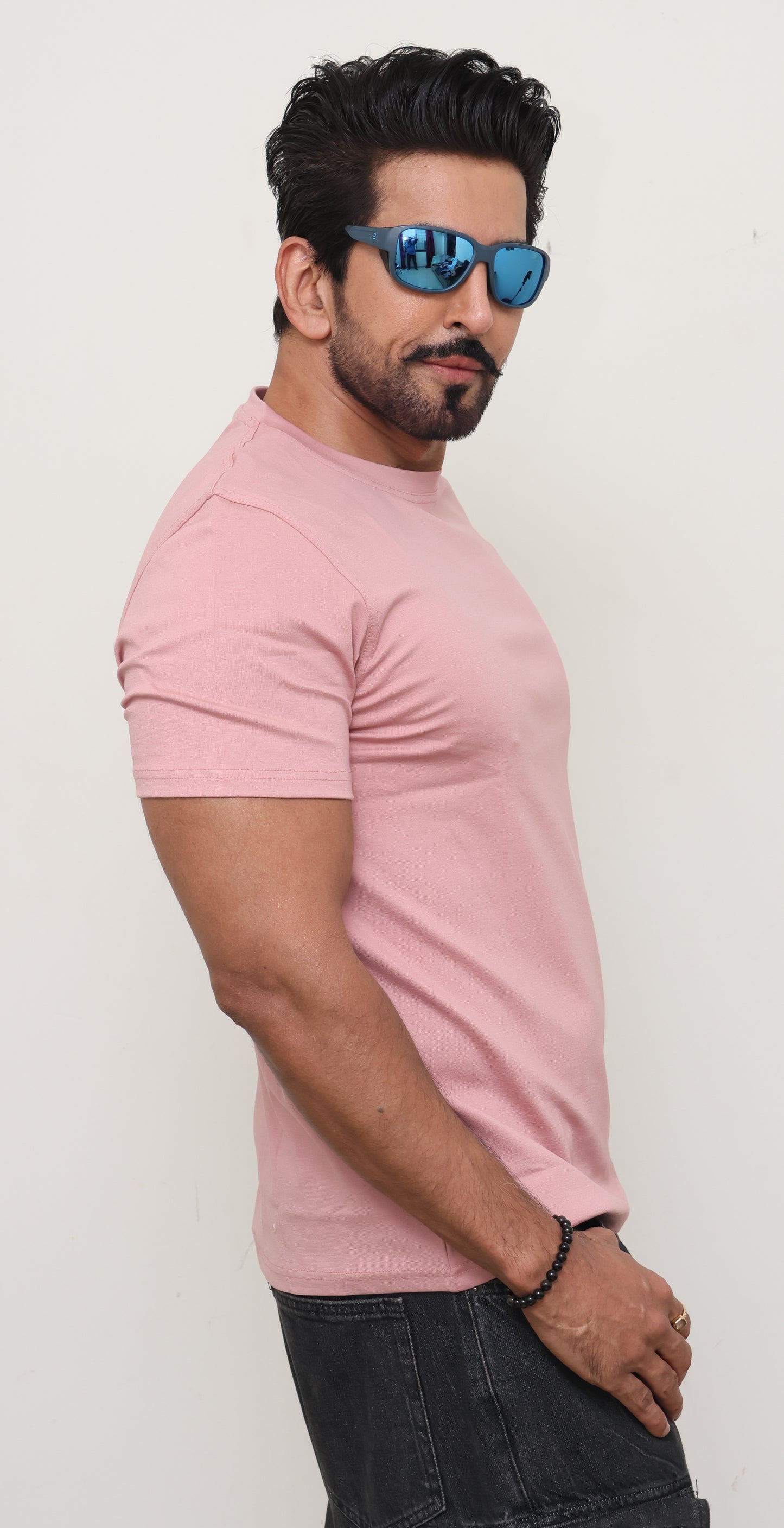 A SOLID Men Peachy-Pink T-Shirt : French Terry