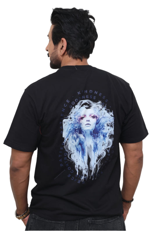 BLACK FRENCH TERRY TSHIRT : Curley Beauty