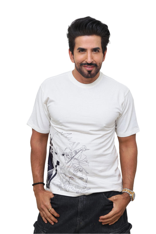 WHITE MEN'S T-Shirt : Naruto Print