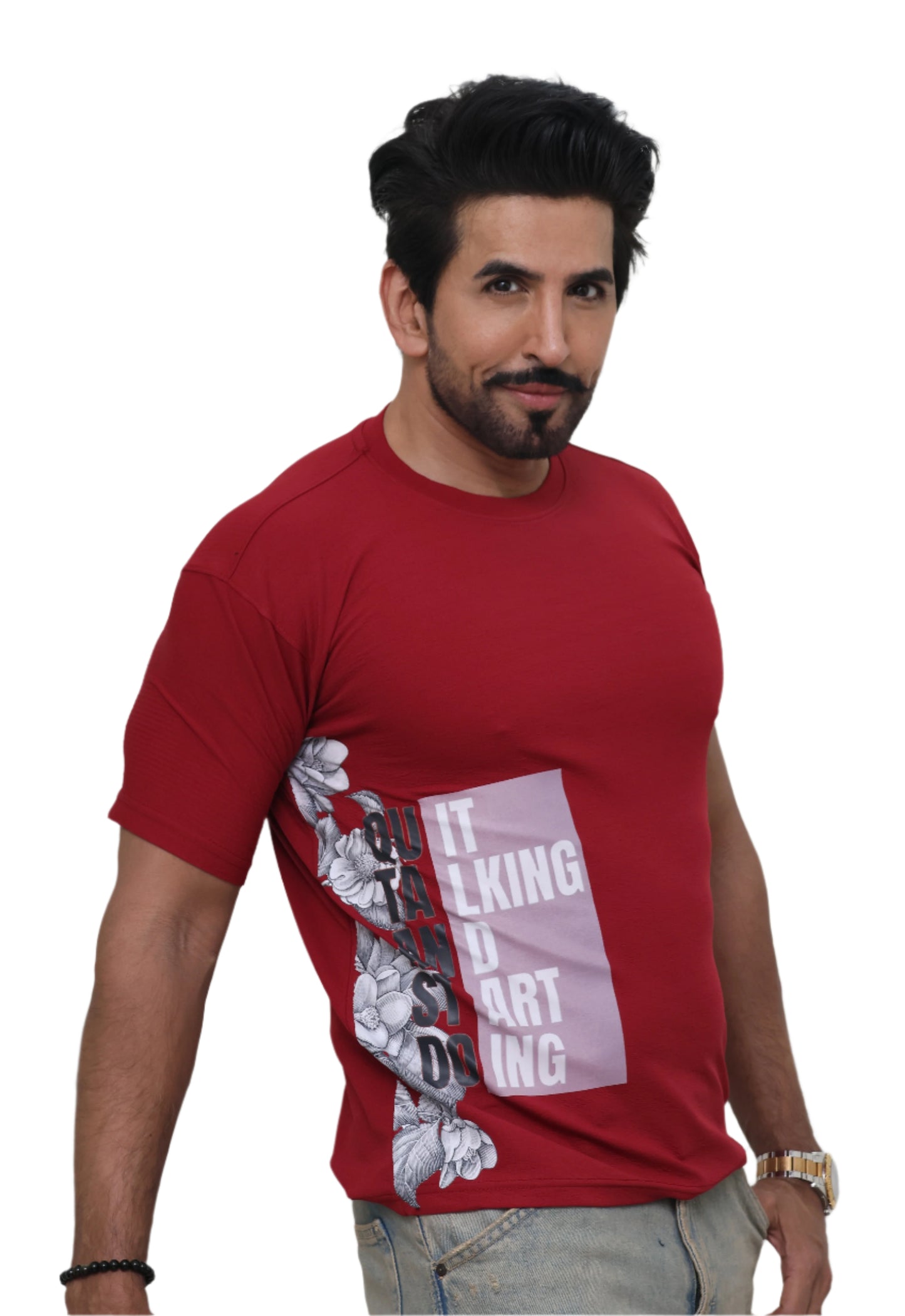 MAROON T-SHIRT : Quit Talking & Start Doing It : Print