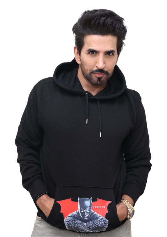 BLACK HOODIE : Batman forever Print