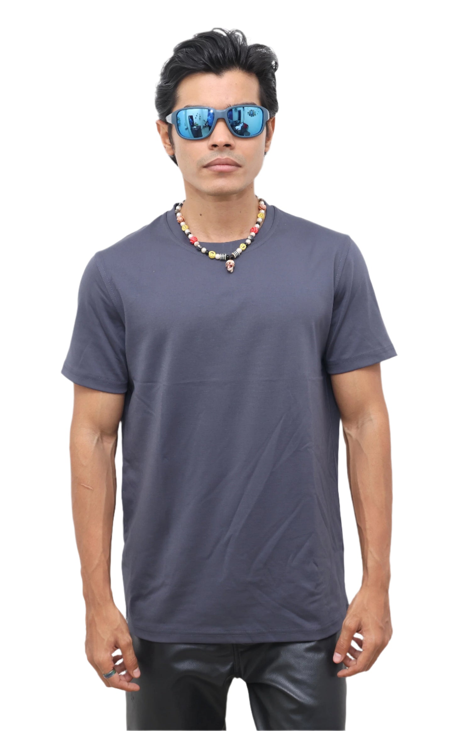 GREY T-SHIRT : The Moon & a Wolf Print