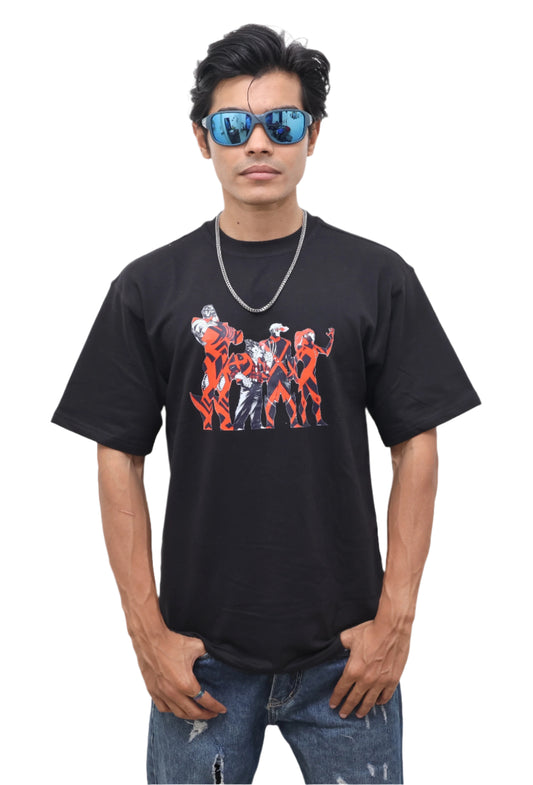 BLACK T SHIRT : X Men with a Black, White & Red Combination of Print