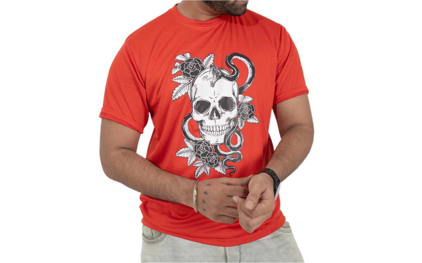 RED T-SHIRT Skull_Rose_Snake