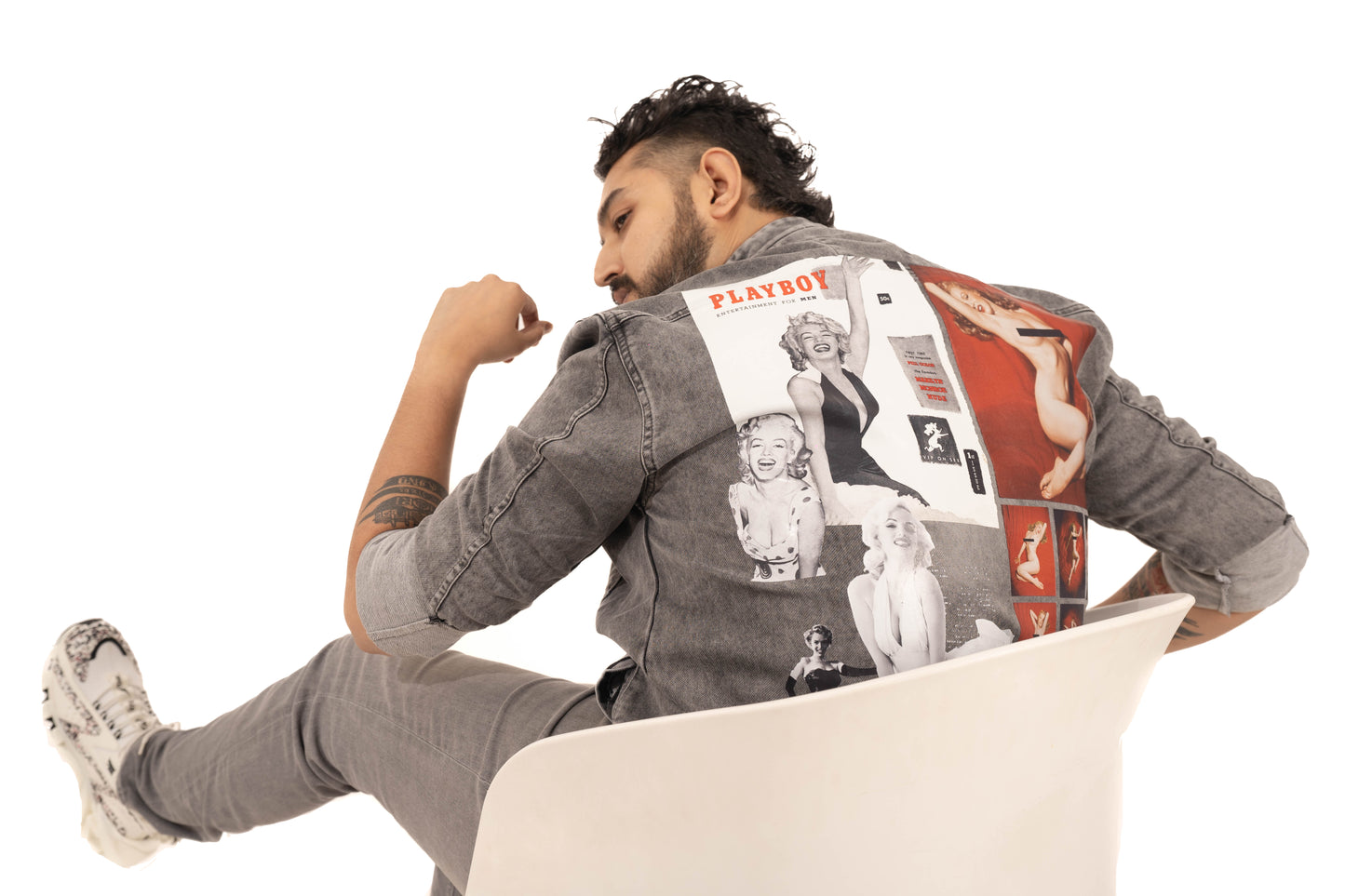 BLACKISH GREY DENIM JACKET Playboy 1st Ever Edition