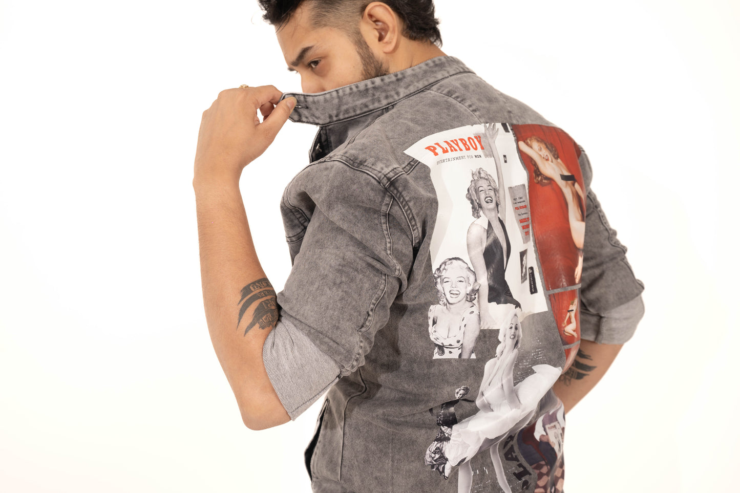 BLACKISH GREY DENIM JACKET Playboy 1st Ever Edition