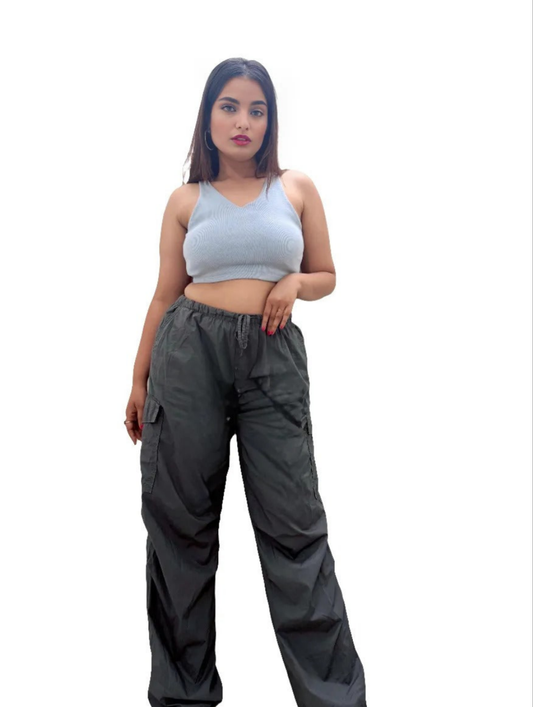 Blue Crop Top (V Neck) : Free Size