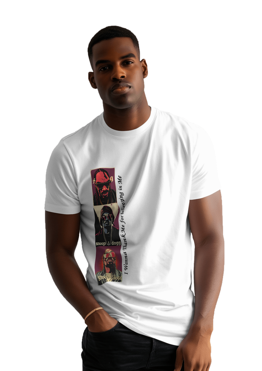 WHITE CASUAL T-SHIRT Snoop Dogg Print