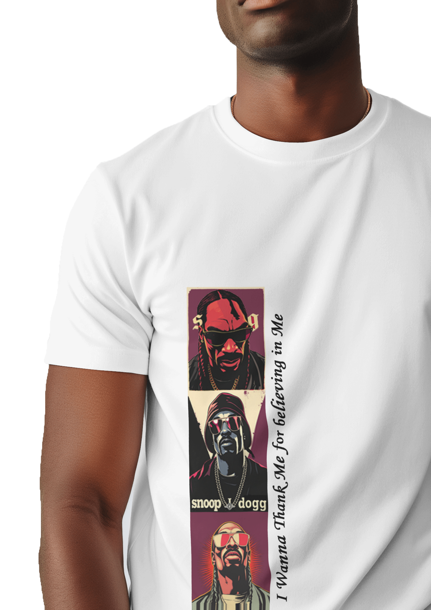 WHITE CASUAL T-SHIRT Snoop Dogg Print