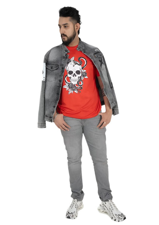 RED T-SHIRT Skull_Rose_Snake