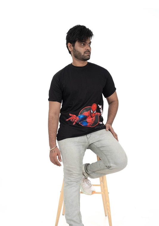 BLACK T-SHIRT Spiderman Print