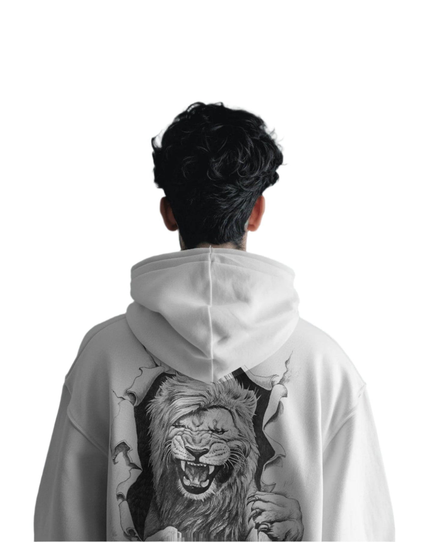WHITE HOODIE Lion Print