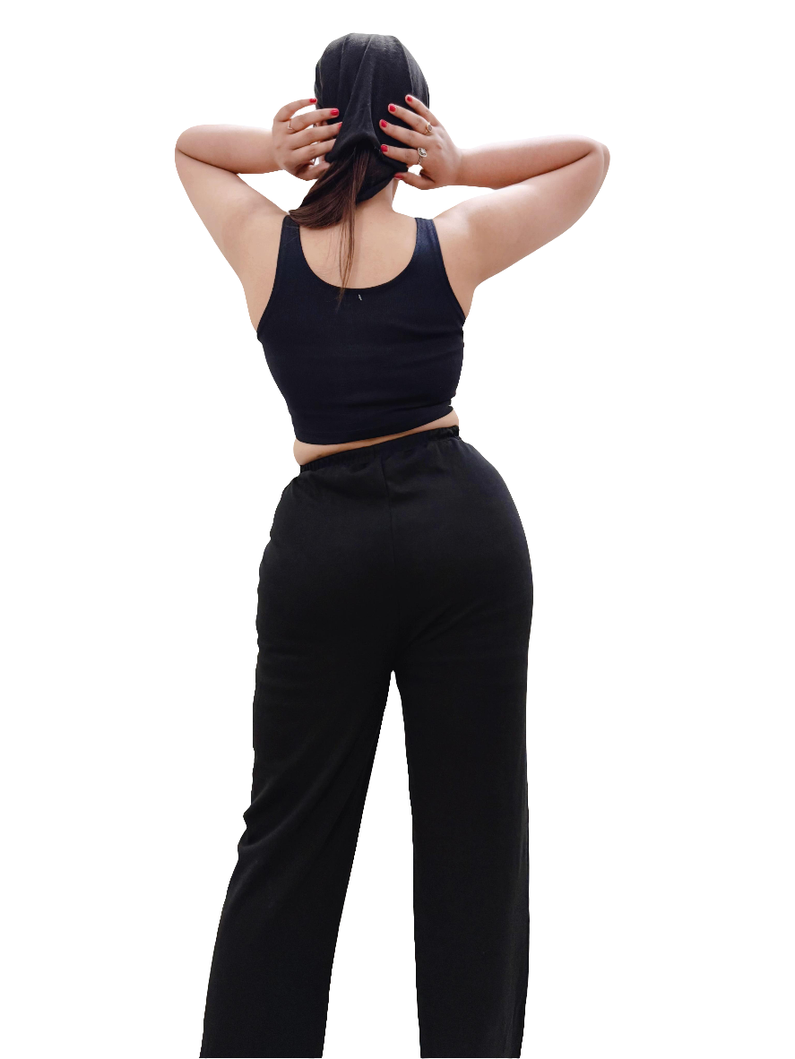 Black Crop Top : Free Size