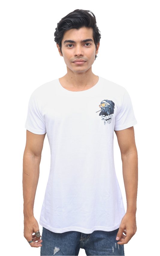 CASUAL WEAR T-SHIRT : White Snoop Dog print