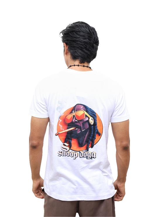 CASUAL WEAR T-SHIRT : White Snoop Dog print